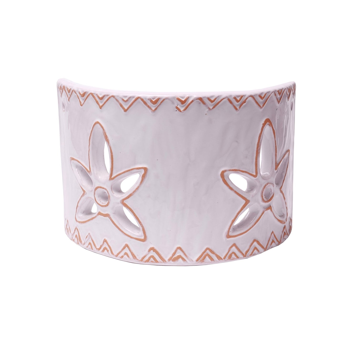 Applique Tegola collezione Rilievo con motivo giglio bianco e cotto, misura piccola - Artigianato Pasella