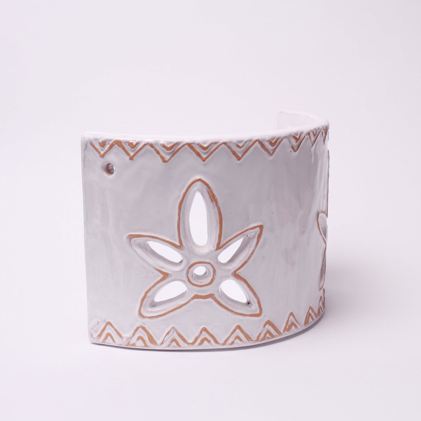 Applique Tegola collezione Rilievo con motivo giglio bianco e cotto, misura piccola - Artigianato Pasella