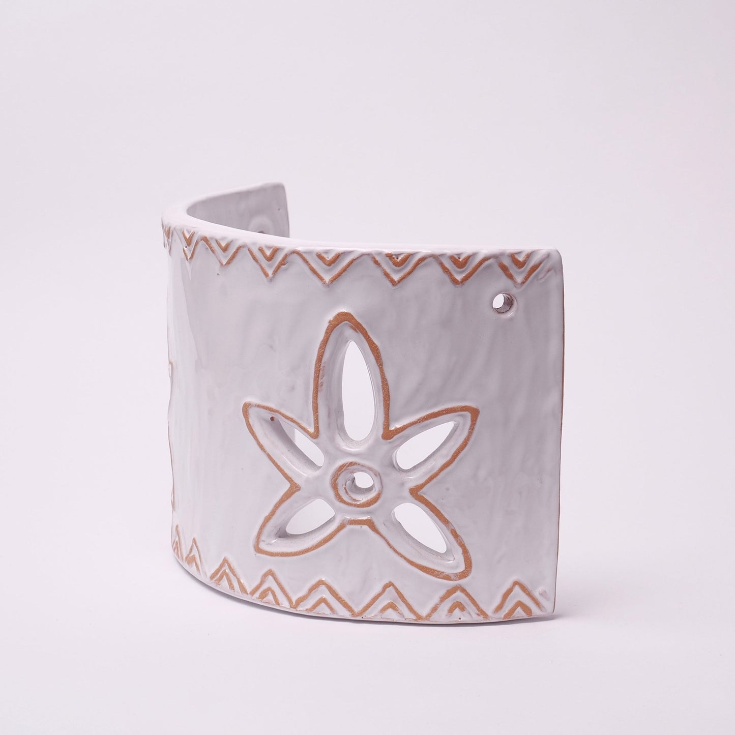 Applique Tegola collezione Rilievo con motivo giglio bianco e cotto, misura piccola - Artigianato Pasella