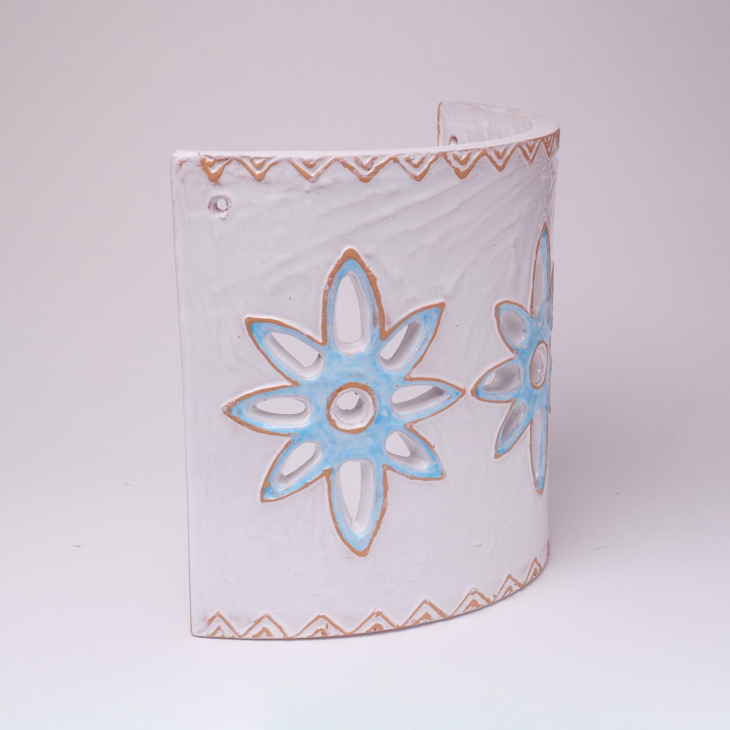 Applique Tegola con motivo fiori celeste, misura grande - Artigianato Pasella