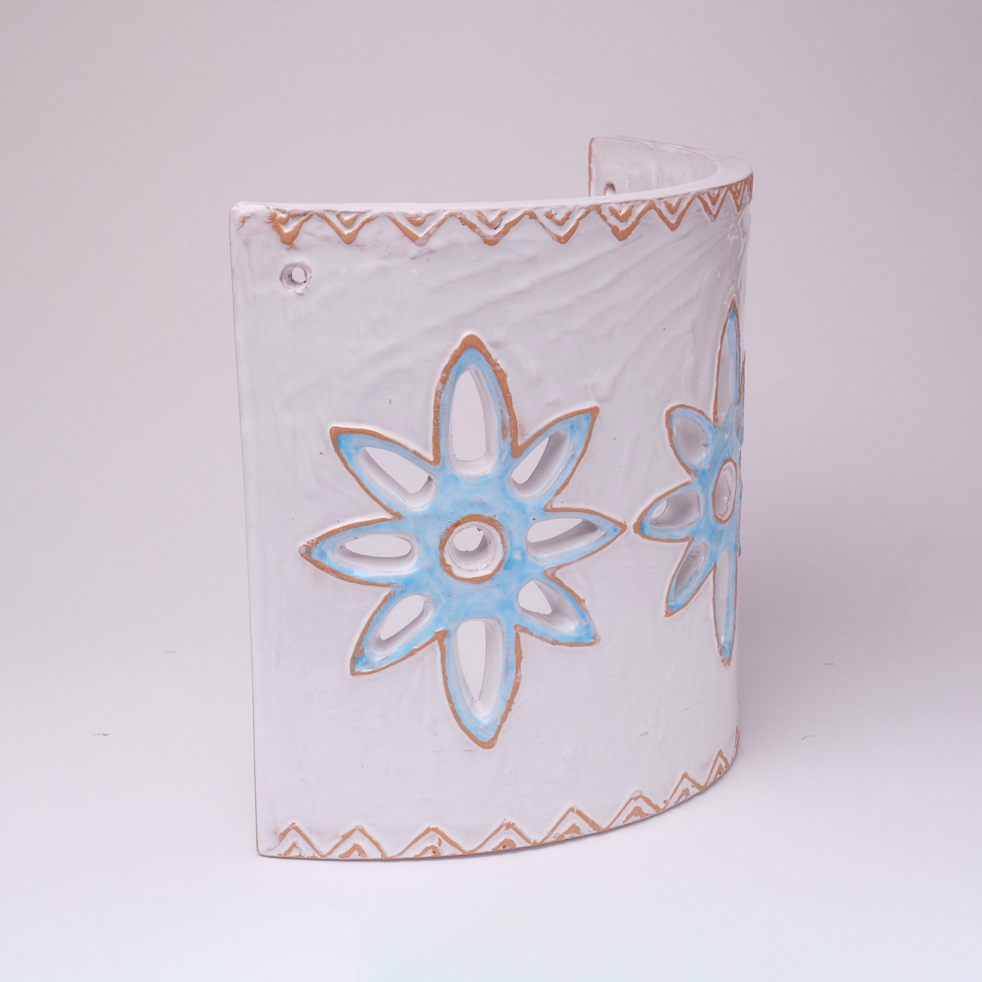 Applique Tegola con motivo fiori celeste, misura grande - Artigianato Pasella