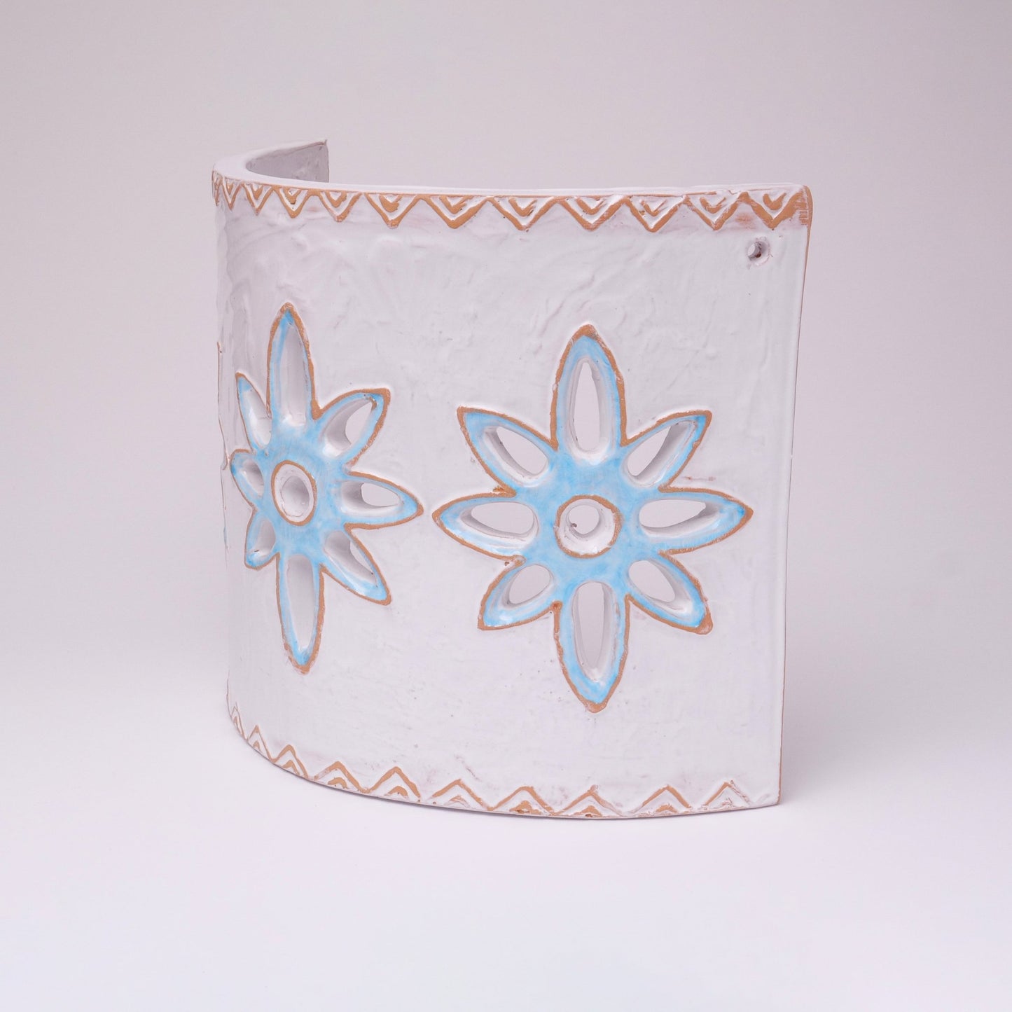 Applique Tegola con motivo fiori celeste, misura grande - Artigianato Pasella