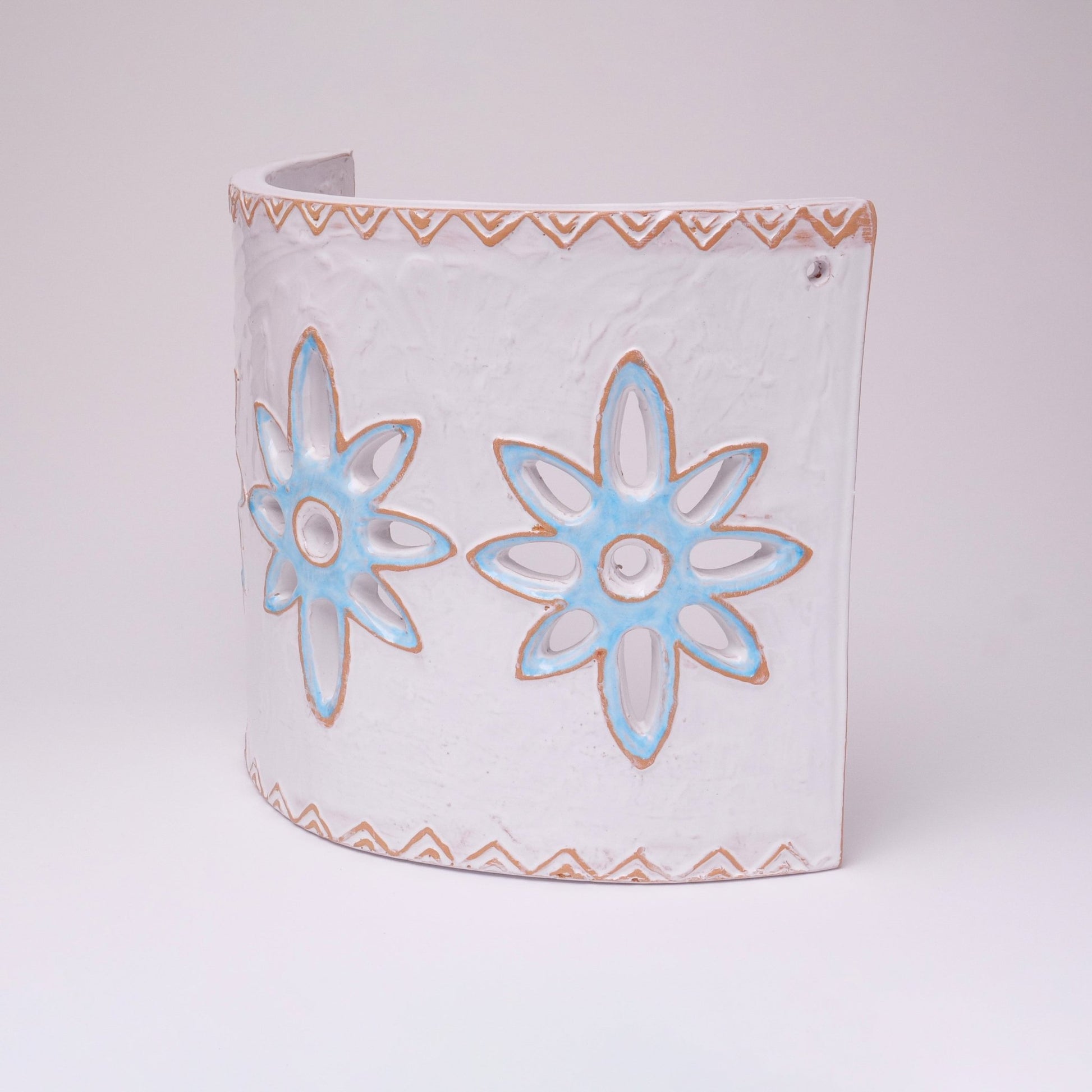 Applique Tegola con motivo fiori celeste, misura grande - Artigianato Pasella