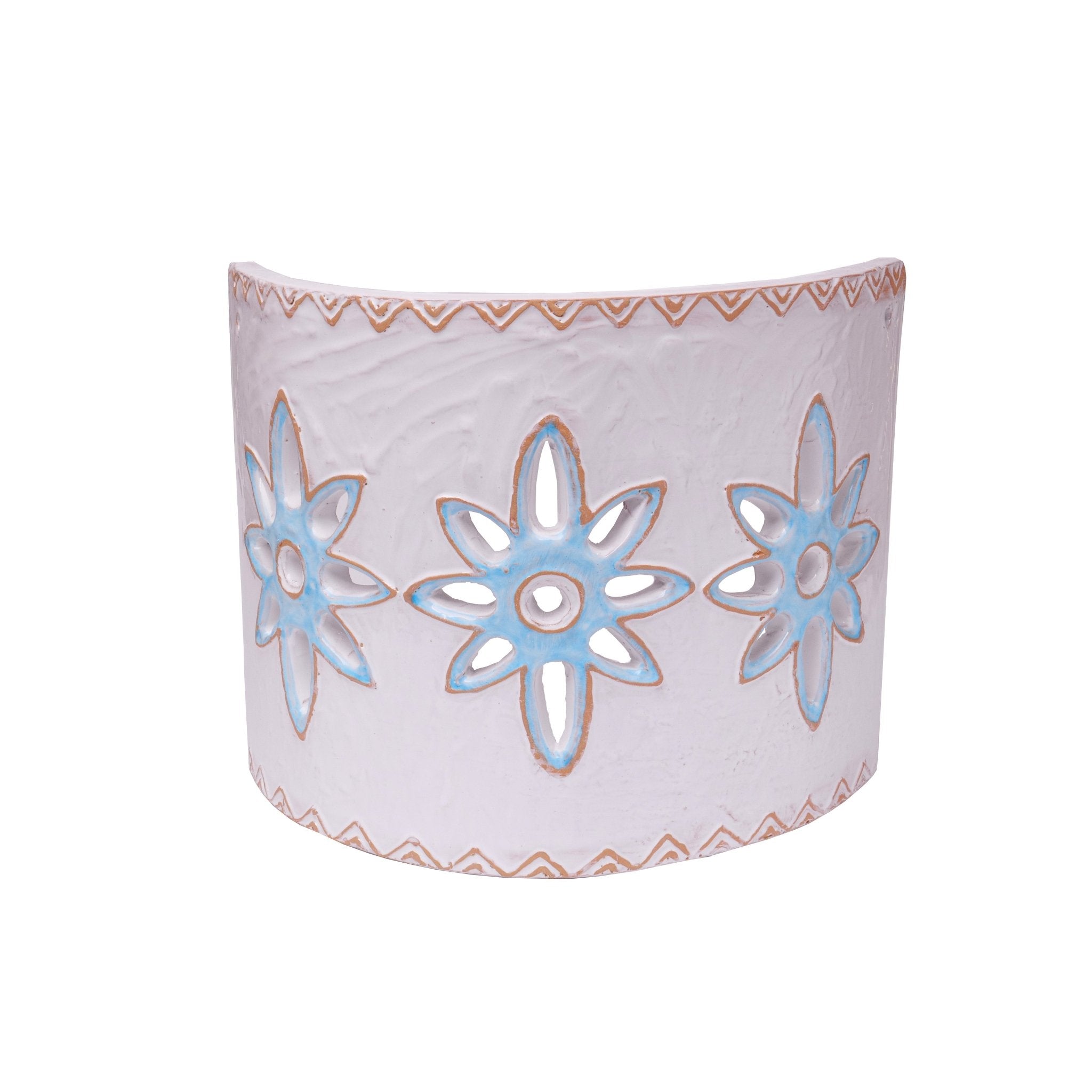 Applique Tegola con motivo fiori celeste, misura grande - Artigianato Pasella