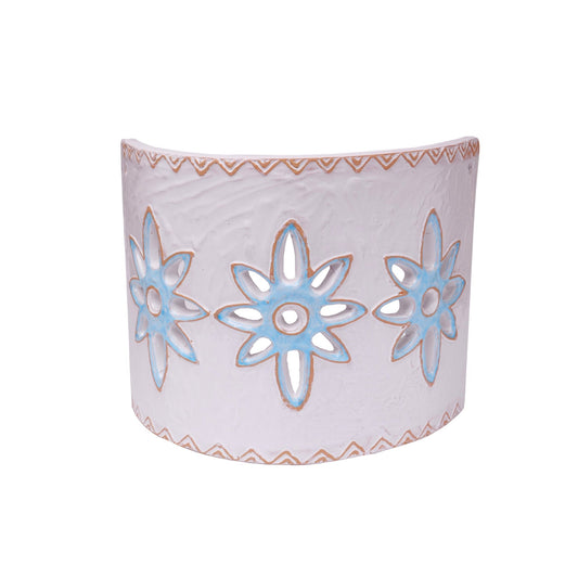 Applique Tegola con motivo fiori celeste, misura grande - Artigianato Pasella
