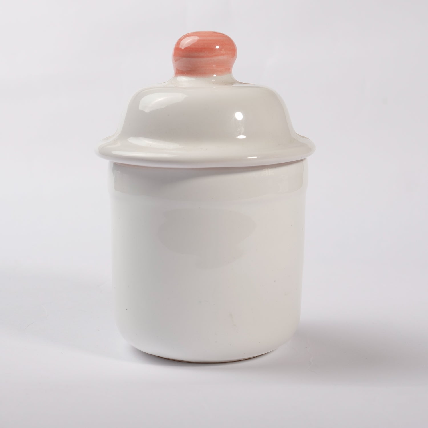 Barattolo con Coperchio in Ceramica con Decoro Corallo - Artigianato Pasella