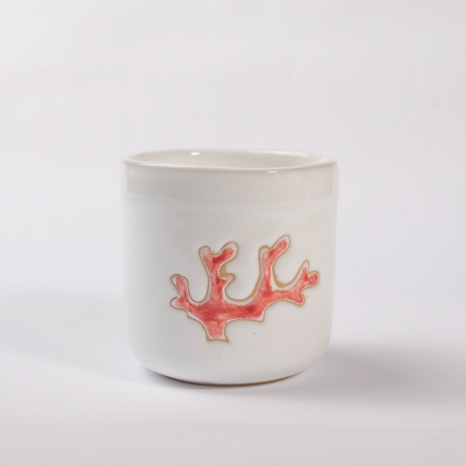 Barattolo con Coperchio in Ceramica con Decoro Corallo - Artigianato Pasella