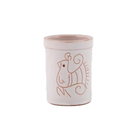 Bicchierino da Liquore in Ceramica con motivo Pavoncella Bianca