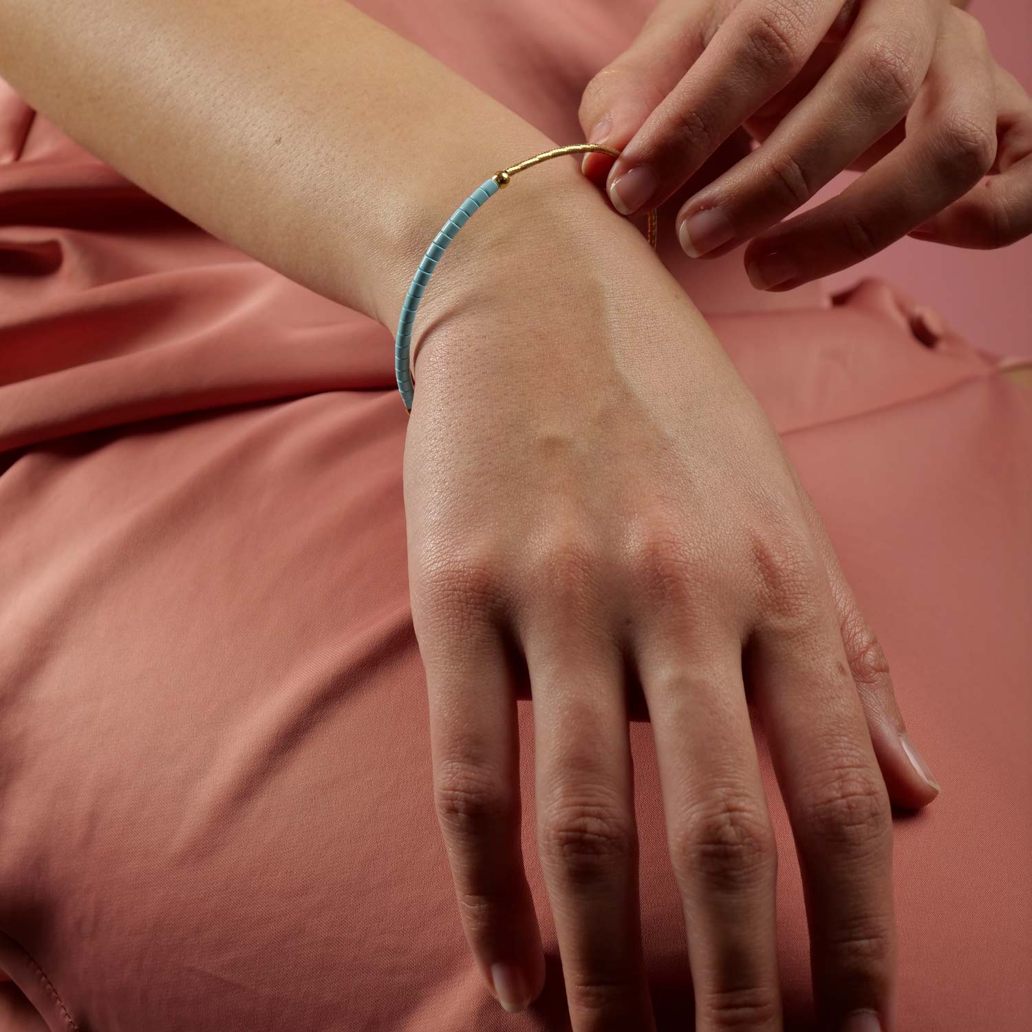 Bracciale in Argento con Sfere in Pasta Turchese - Artigianato Pasella