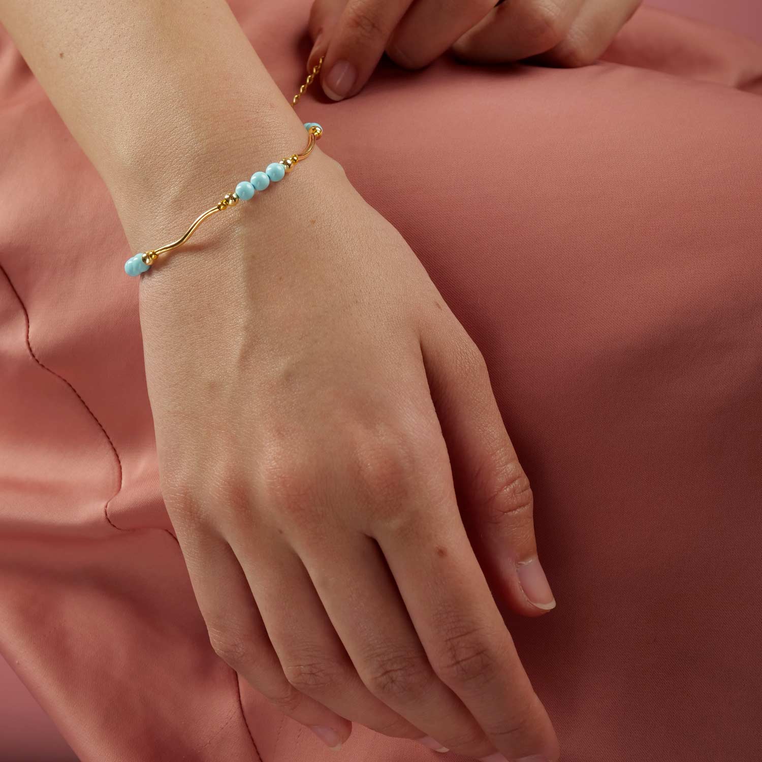 Bracciale in Argento con sfere in Pasta Turchese - Artigianato Pasella