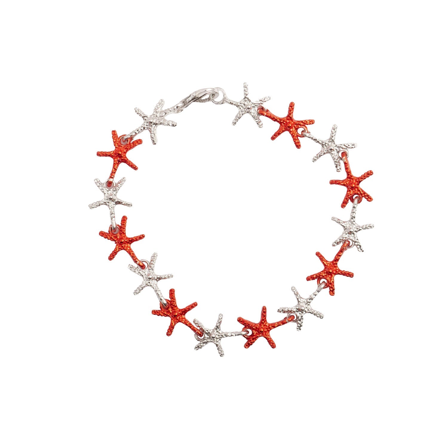 Bracciale in Argento con Stelle Marine Smaltate - Artigianato Pasella