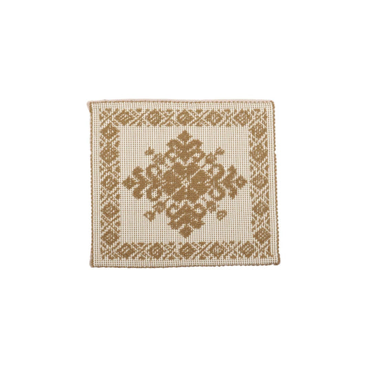 Centrino sardo, cotone, lavorazione meccanica, decorazione giglio tortora, 35x35 cm - Artigianato Pasella