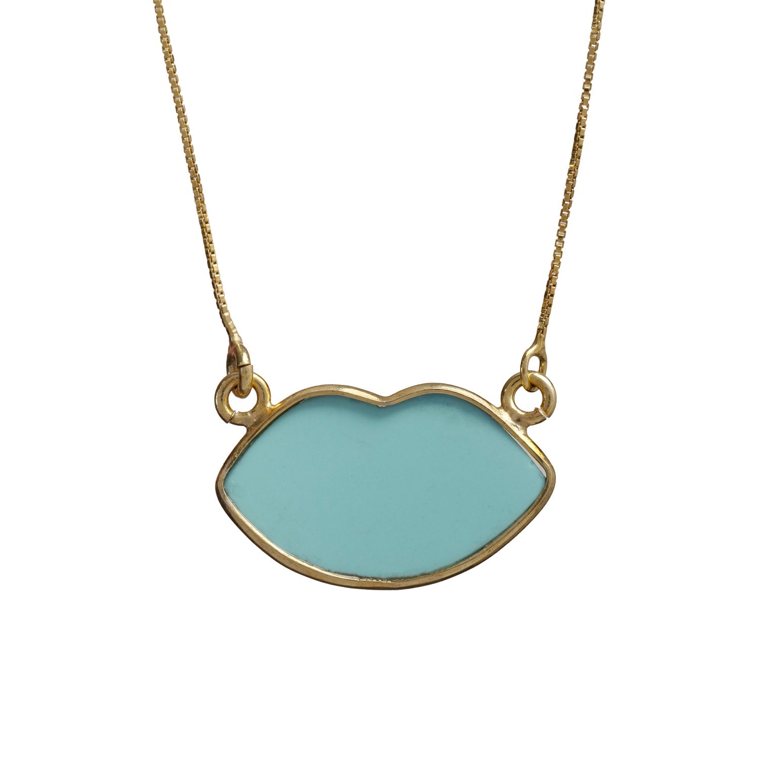 Collana Artigianale in Argento con Pendente Labbra in Pasta Turchese - Artigianato Pasella