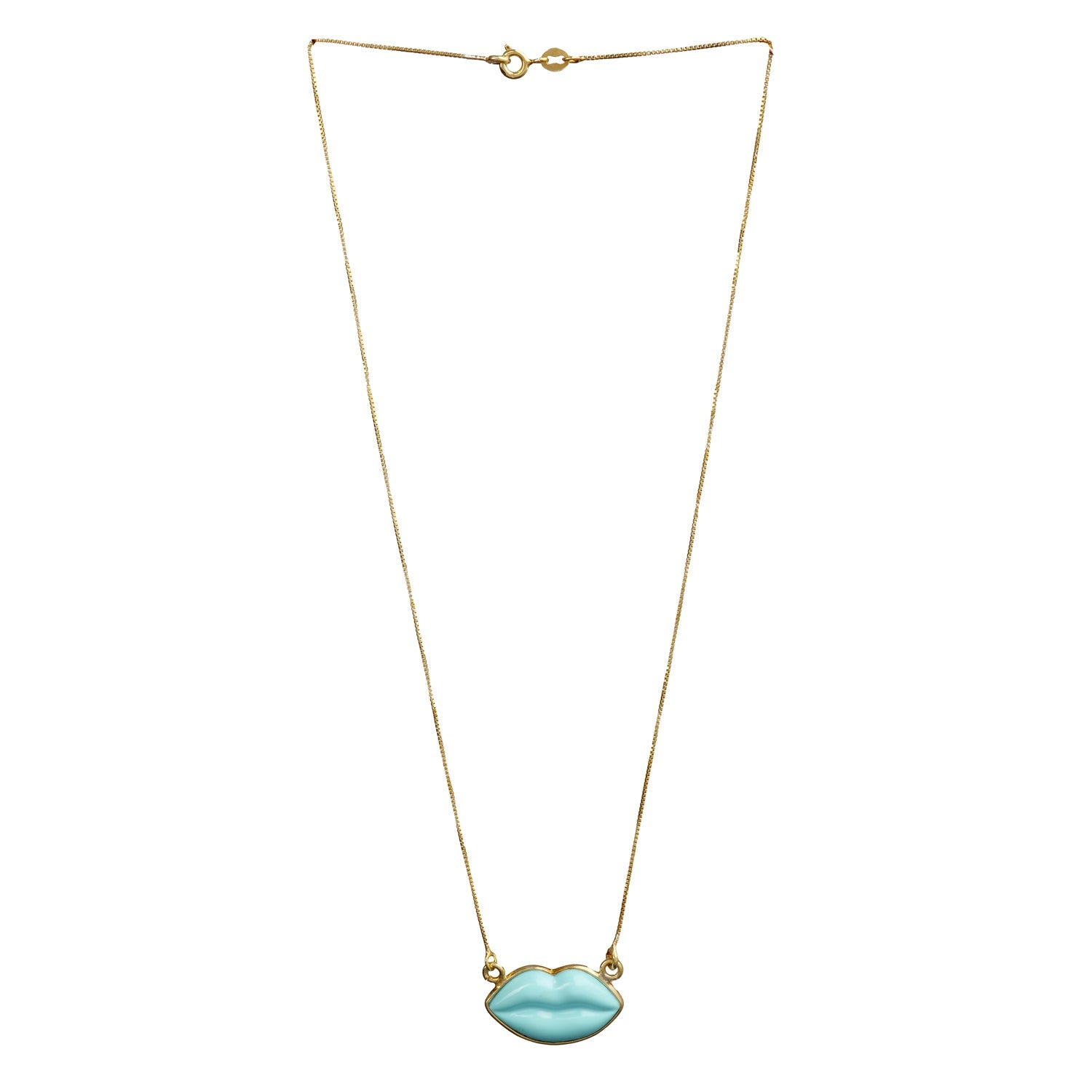 Collana Artigianale in Argento con Pendente Labbra in Pasta Turchese - Artigianato Pasella