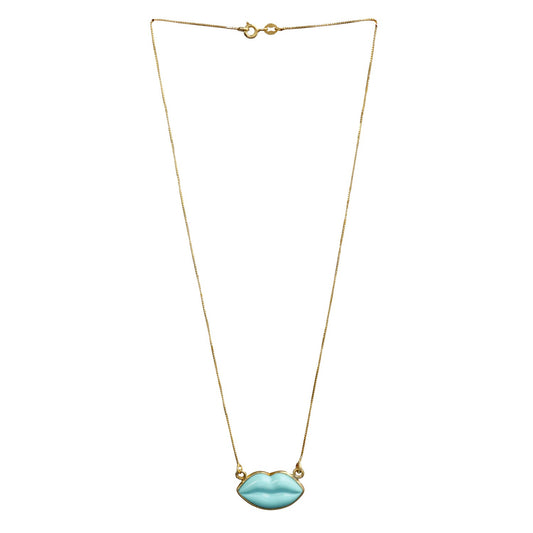 Collana Artigianale in Argento con Pendente Labbra in Pasta Turchese - Artigianato Pasella