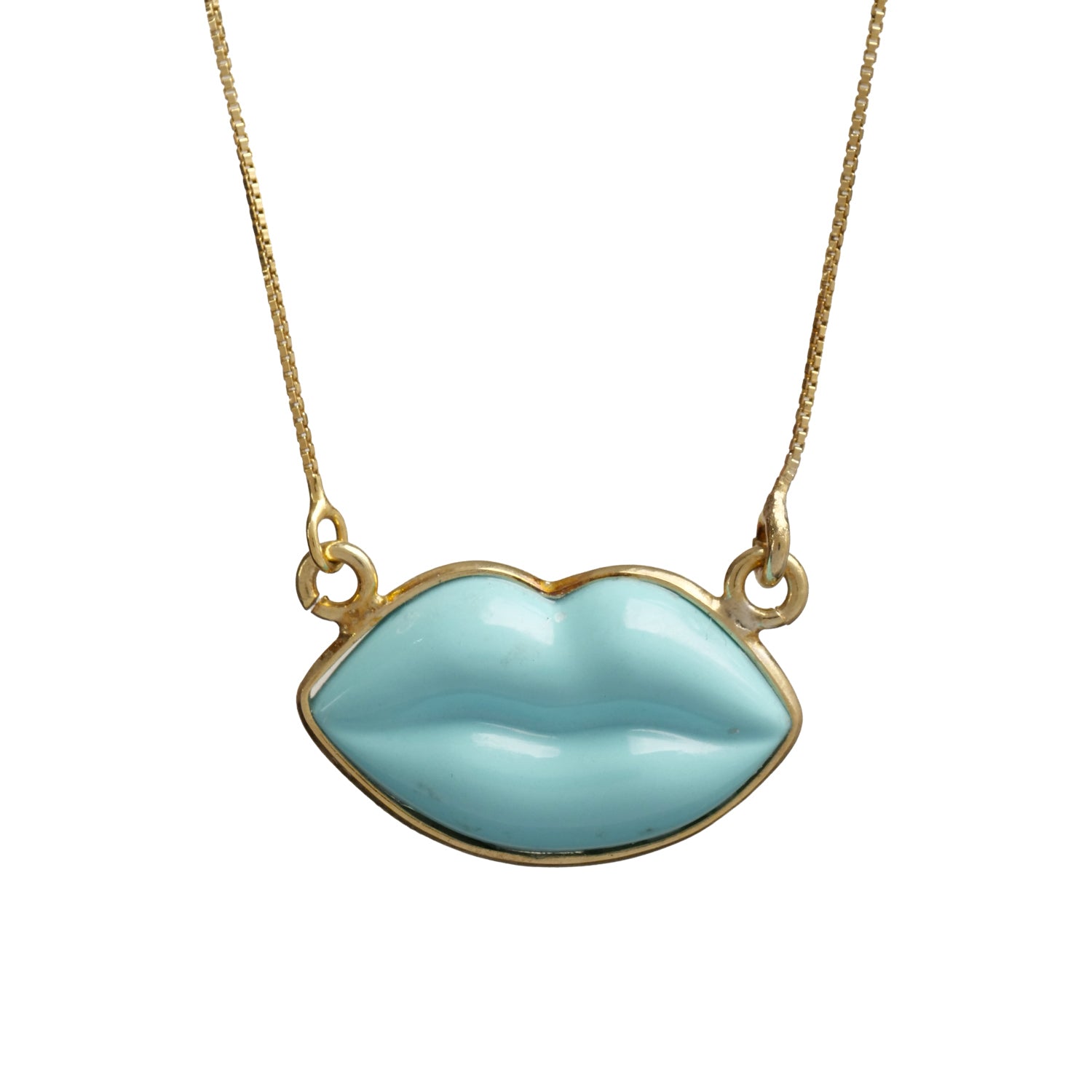 Collana Artigianale in Argento con Pendente Labbra in Pasta Turchese - Artigianato Pasella