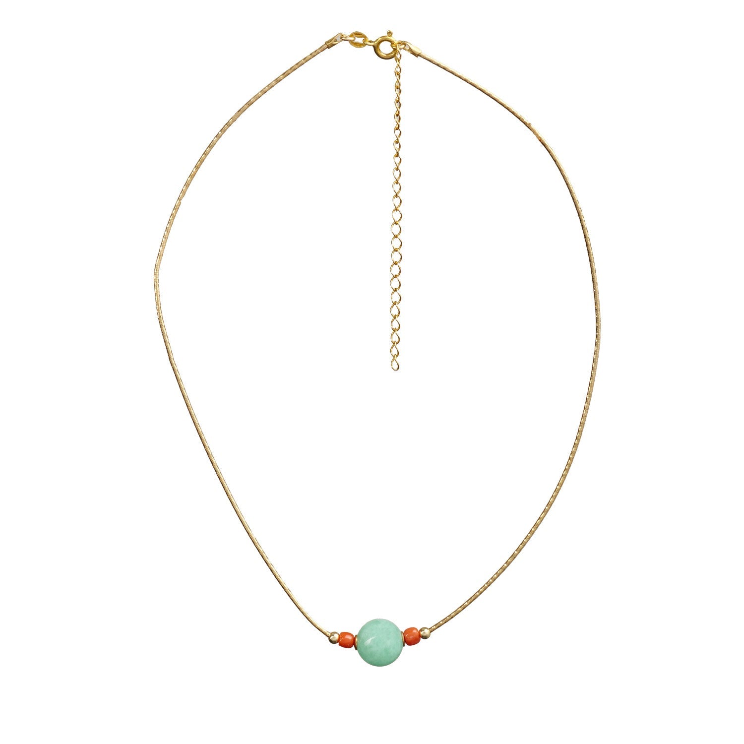 Collana Artigianale in Argento con Quarzo Verde e Corallo - Artigianato Pasella