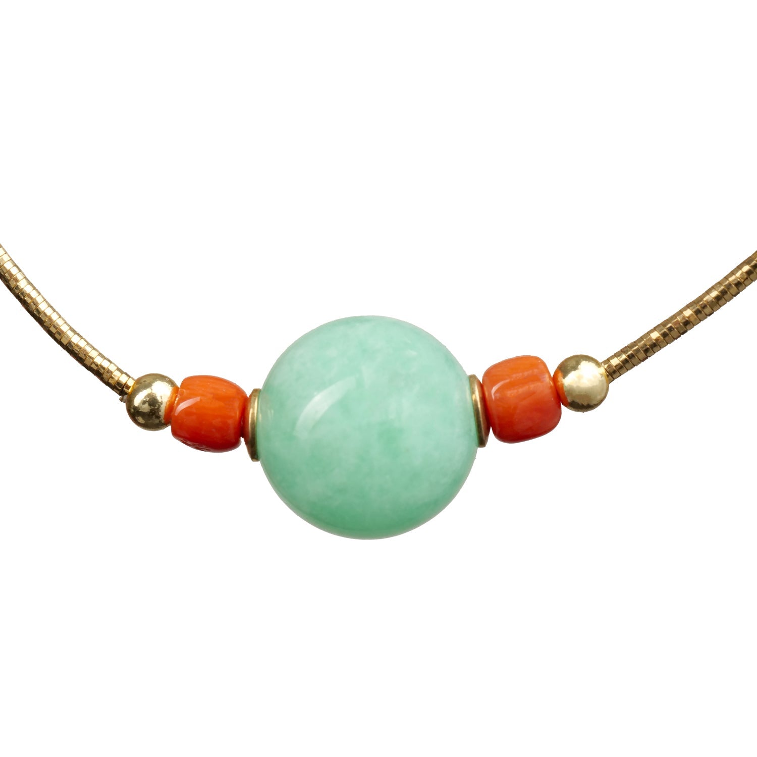 Collana Artigianale in Argento con Quarzo Verde e Corallo - Artigianato Pasella