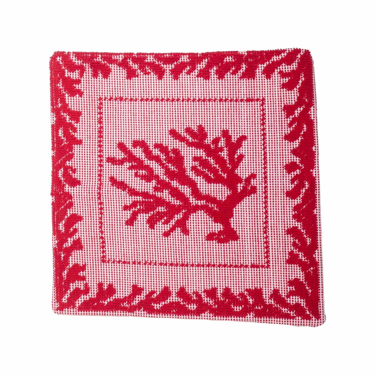 Cuscino in Cotone, Decoro Corallo Rosso - Artigianato Pasella