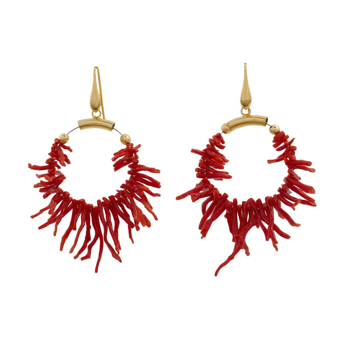 Orecchini Circolari in Argento con Corallo Rosso - Artigianato Pasella