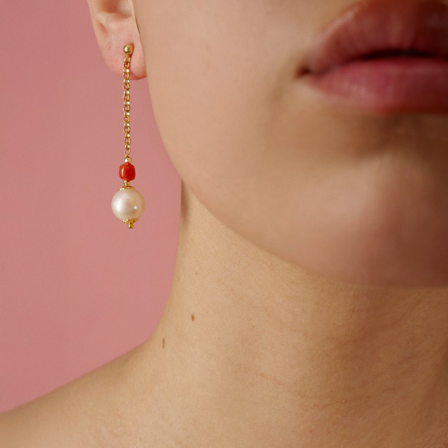 Orecchini in Argento con Perla e Corallo - Artigianato Pasella