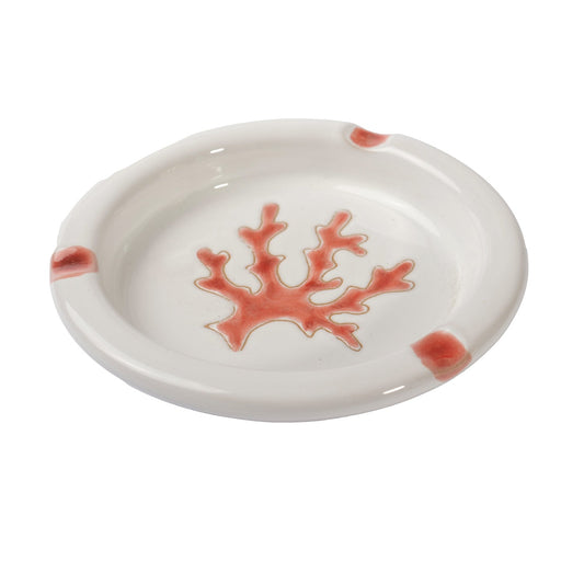 Posacenere rotondo in Ceramica con motivo Corallo Rosso - Artigianato Pasella