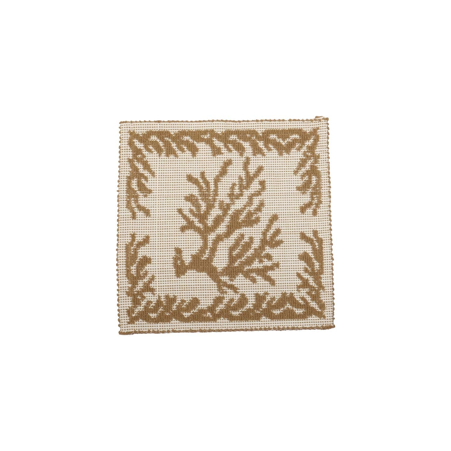 Tappetino - centrino sardo, lavorazione meccanica, decorazione corallo tortora - Artigianato Pasella