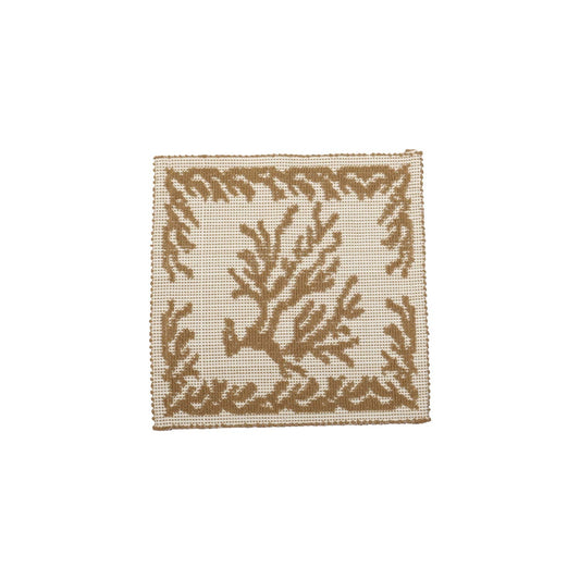 Tappetino - centrino sardo, lavorazione meccanica, decorazione corallo tortora - Artigianato Pasella