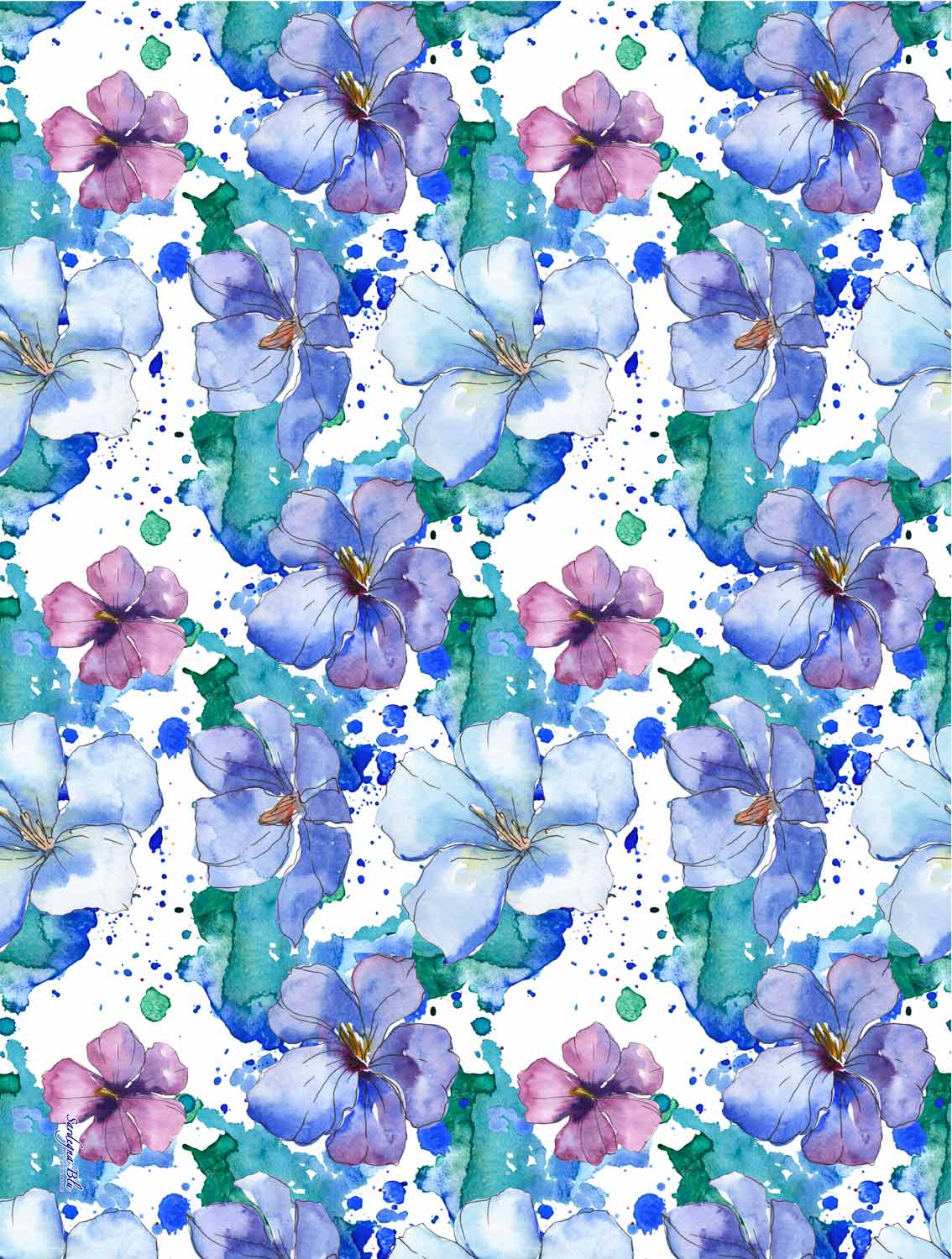 Tovaglia Fiori Bluette - Artigianato Pasella