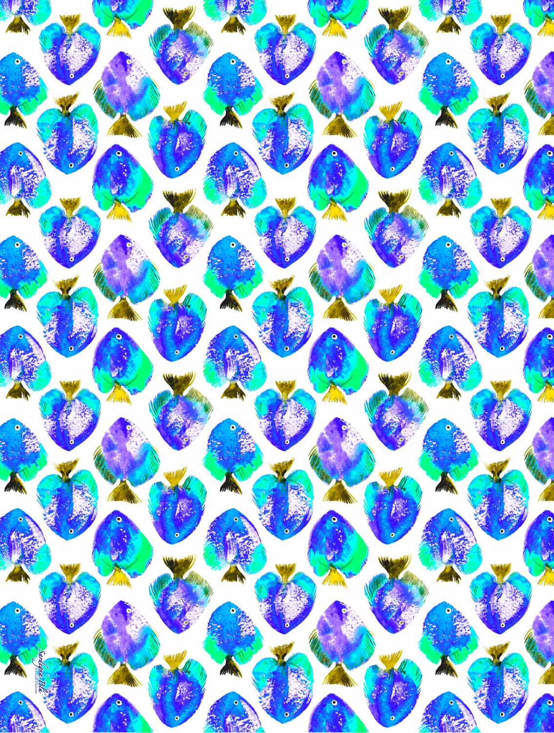 Tovaglia Pesci Blu - Artigianato Pasella