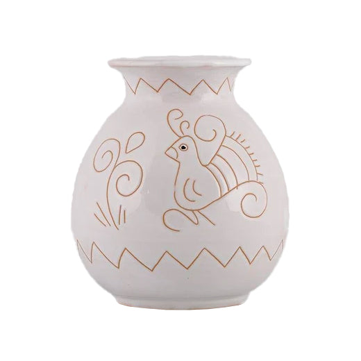 Vaso piccolo con motivo pavoncella bianca