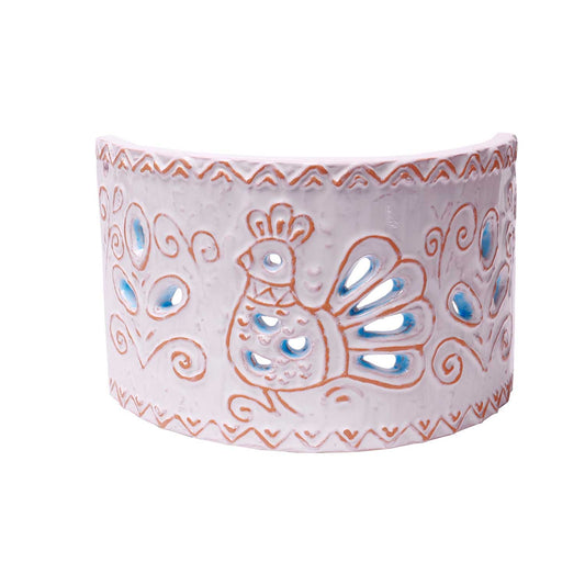 Applique Tegola con motivo pavoncella turchese, misura piccola - Artigianato Pasella