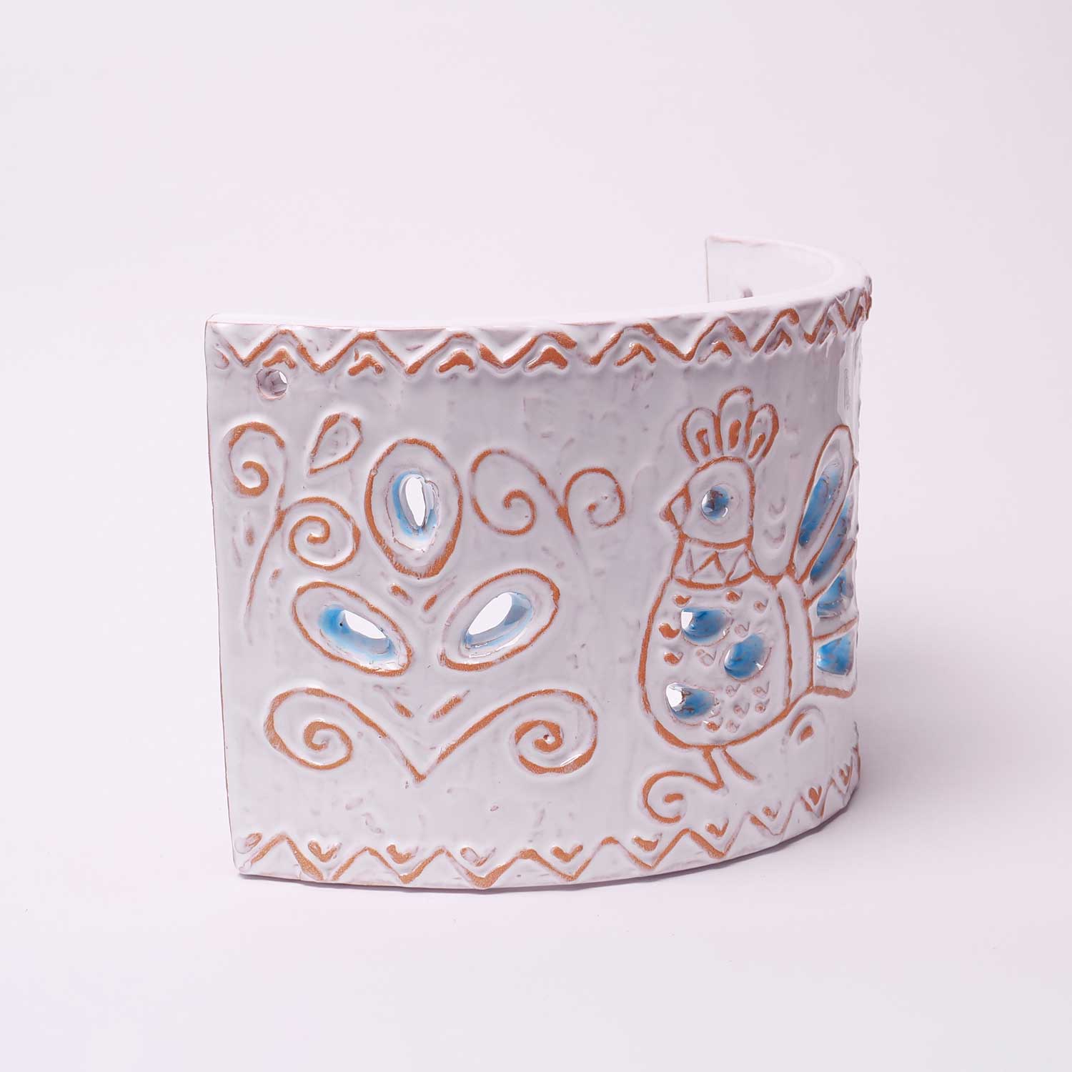 Applique Tegola con motivo pavoncella turchese, misura piccola - Artigianato Pasella