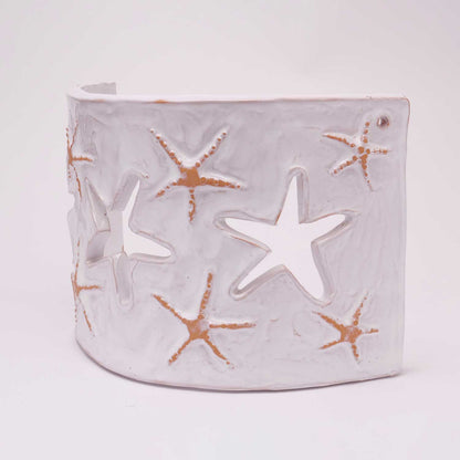 Applique Tegola con motivo stella marina bianco e cotto, misura media - Artigianato Pasella