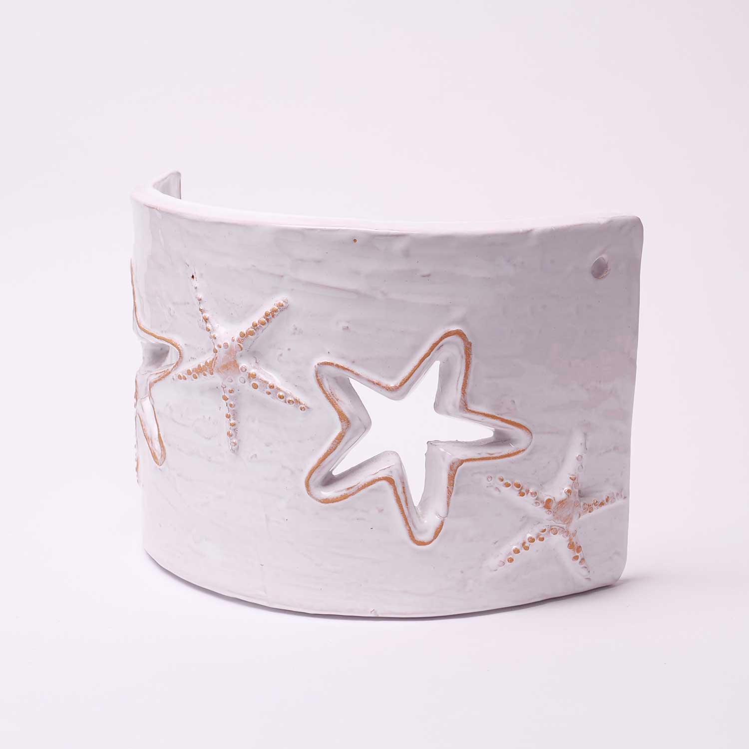 Applique Tegola con motivo stella marina bianco e cotto, misura piccola - Artigianato Pasella