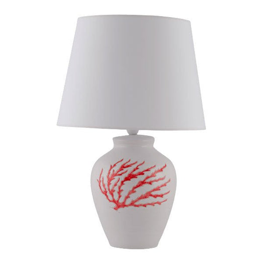 Base lampada con motivo corallo rosso, cm 30 - Artigianato Pasella