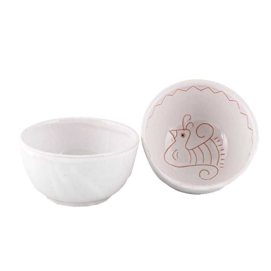 Bowl piccolo con motivo pavoncella bianca - Artigianato Pasella