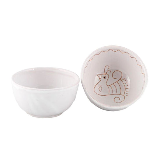 Bowl piccolo con motivo pavoncella bianca - Artigianato Pasella