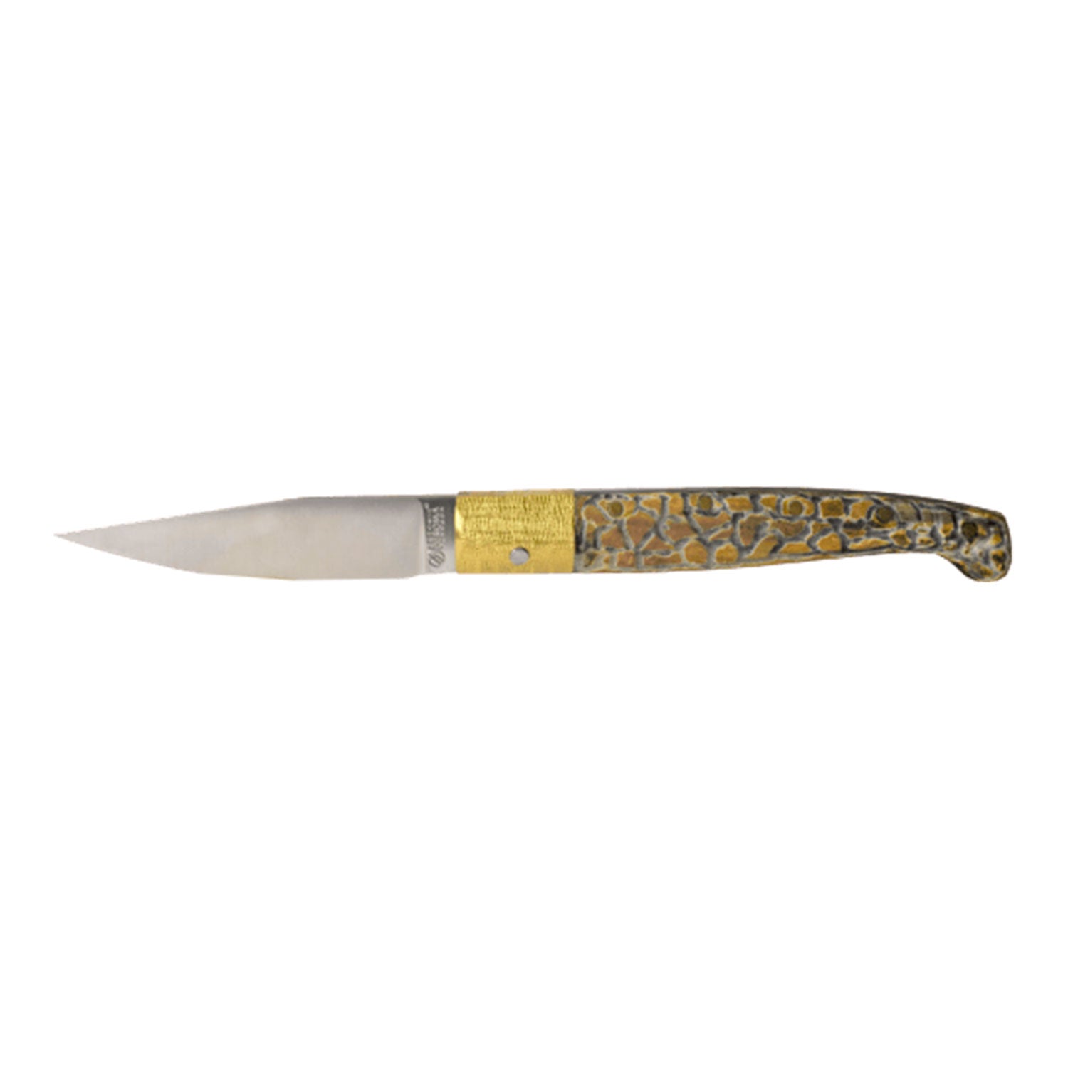 Coltelleria Deroma, originale Pattada, manico montone brunito e inciso - Artigianato Pasella