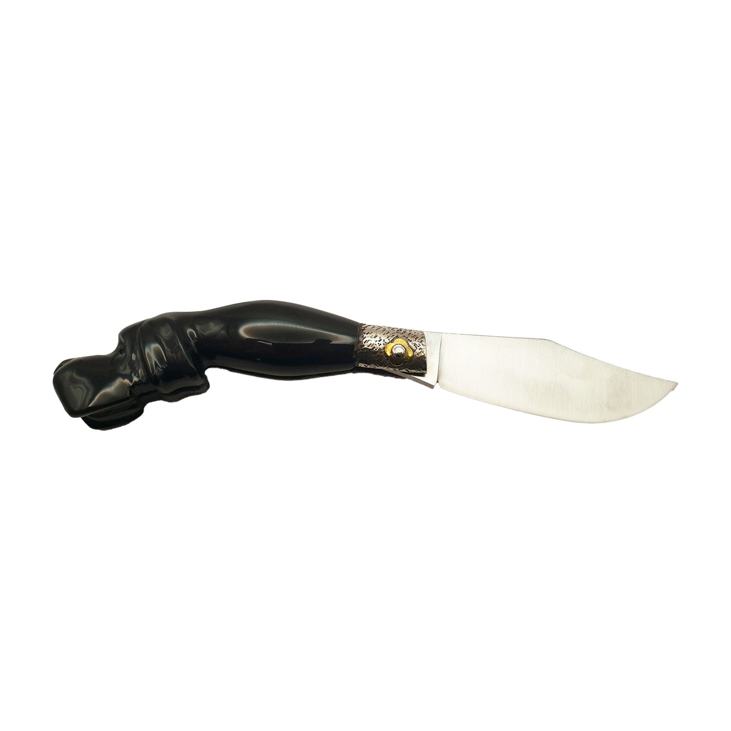 Coltello scultura cane, manico bufalo, 23 cm - Artigianato Pasella