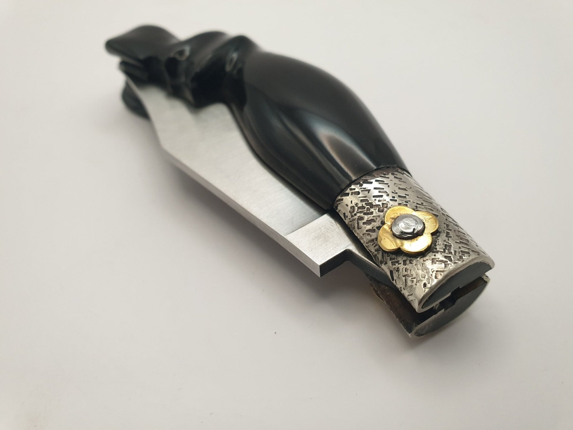 Coltello scultura cane, manico bufalo, 23 cm - Artigianato Pasella