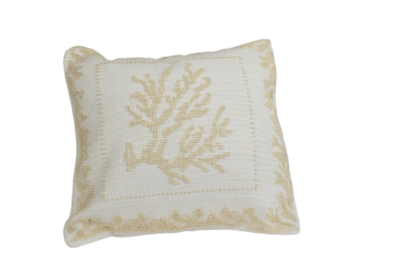 Cuscino cotone corallo ecrù - Artigianato Pasella