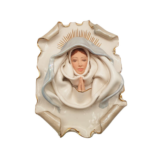 Madonna in ceramica, smalto lucido. 25 cm - Artigianato Pasella
