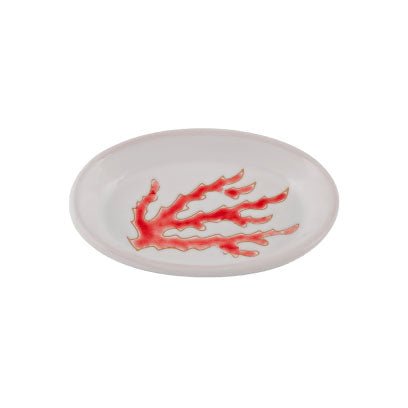Porta sapone ovale con motivo corallo rosso - Artigianato Pasella