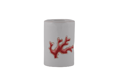 Porta spazzolini con motivo corallo rosso - Artigianato Pasella