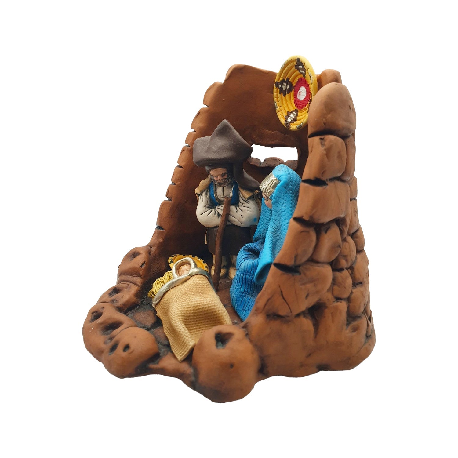 Presepe con nuraghe, smalto opaco, 13 cm - Artigianato Pasella