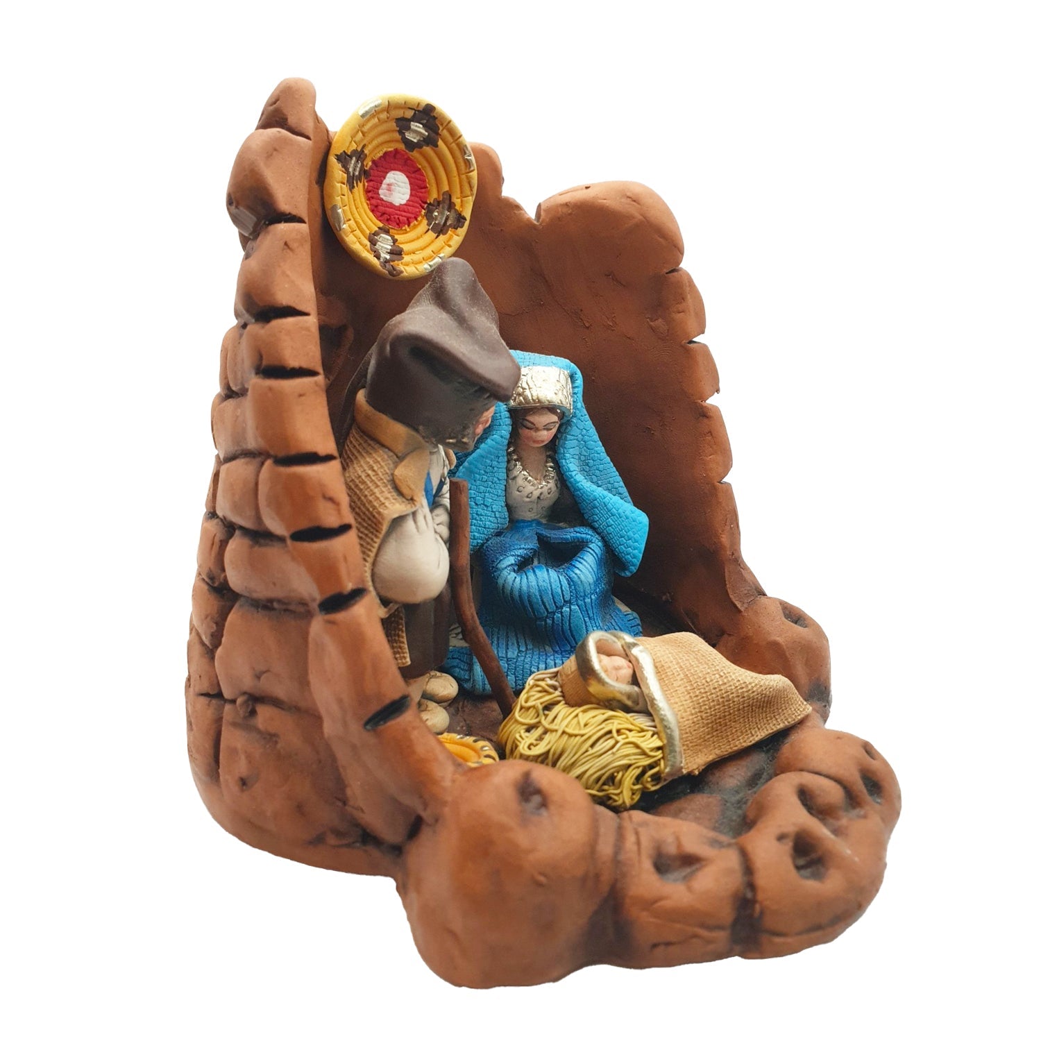 Presepe con nuraghe, smalto opaco, 13 cm - Artigianato Pasella