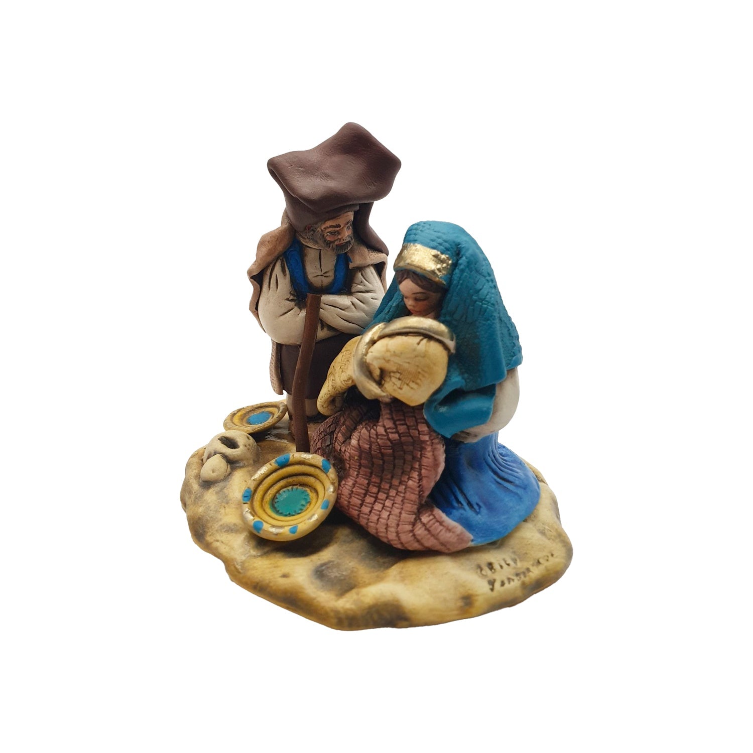 Presepe in ceramica sarda, colorato, cm 11 - Artigianato Pasella