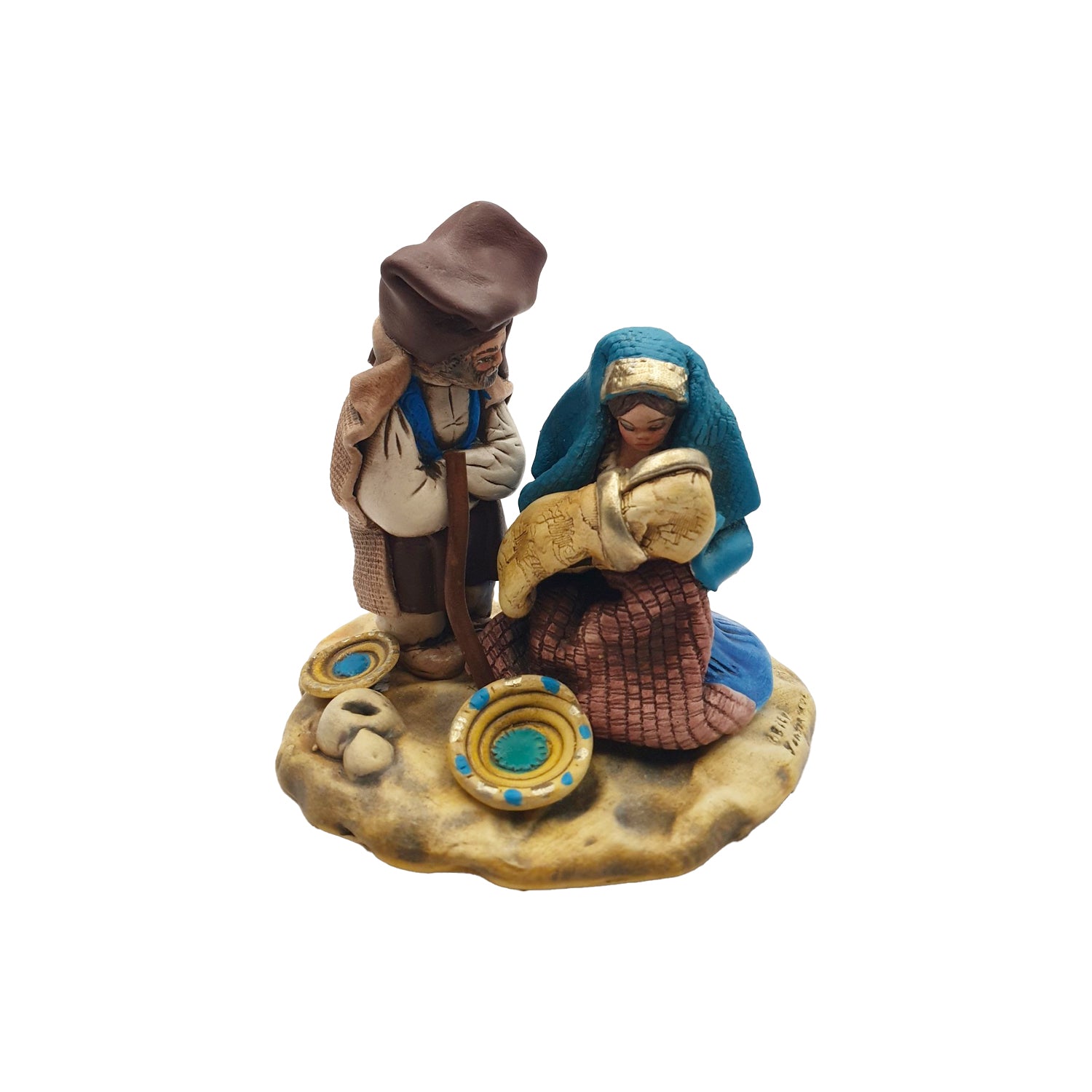 Presepe in ceramica sarda, colorato, cm 11 - Artigianato Pasella