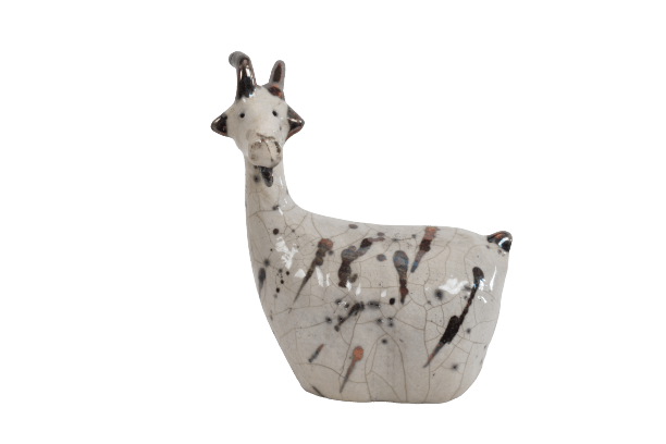 Scultura capretta raku bianca - Artigianato Pasella
